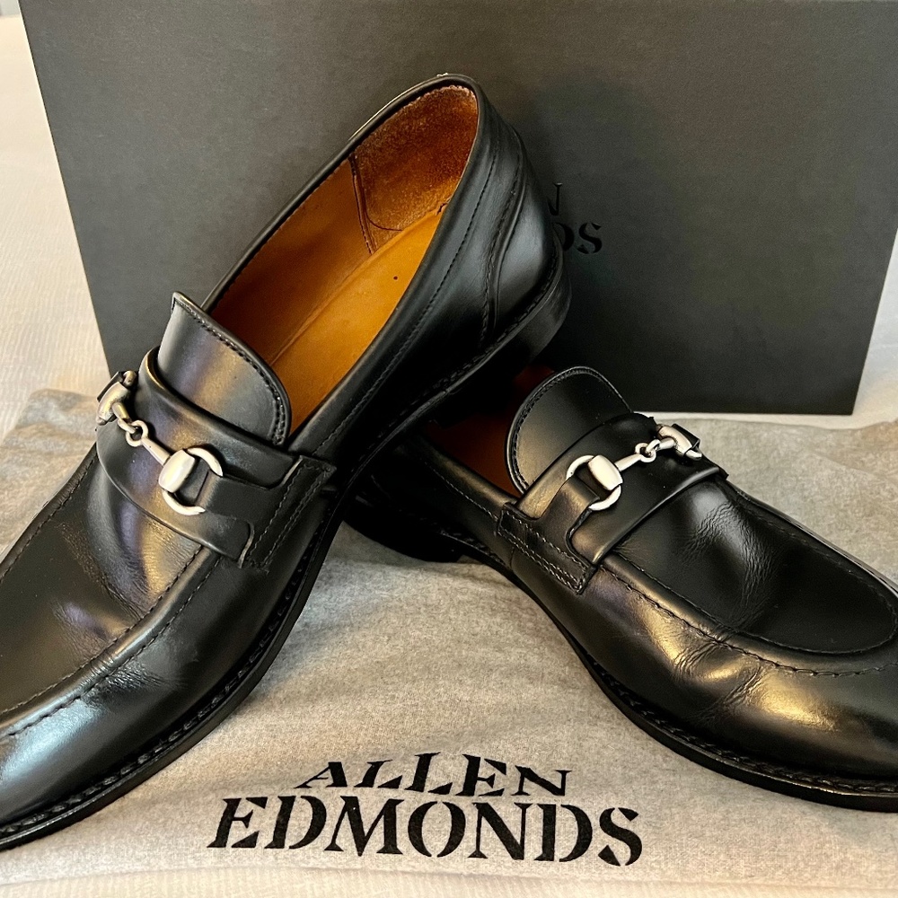 Allen Edmond 9D Black Randolph Bit Loafers